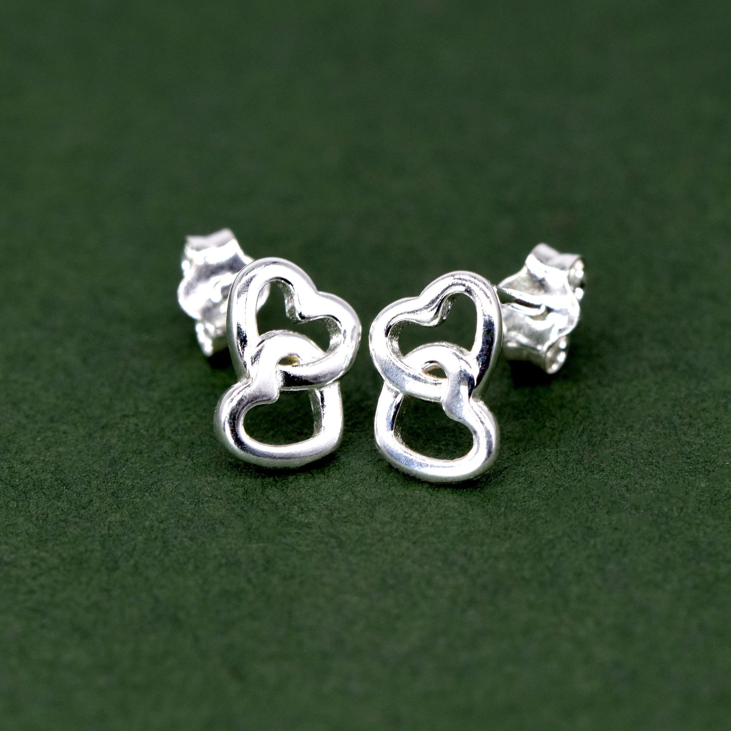 Sterling Silver Double Open Heart Stud Earrings