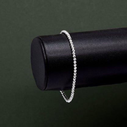 Sterling Silver Stretch Bracelet 7.5", Knurled Beads Bracelet