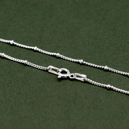 Sterling Silver Satellite Beaded Curb Chain Necklace