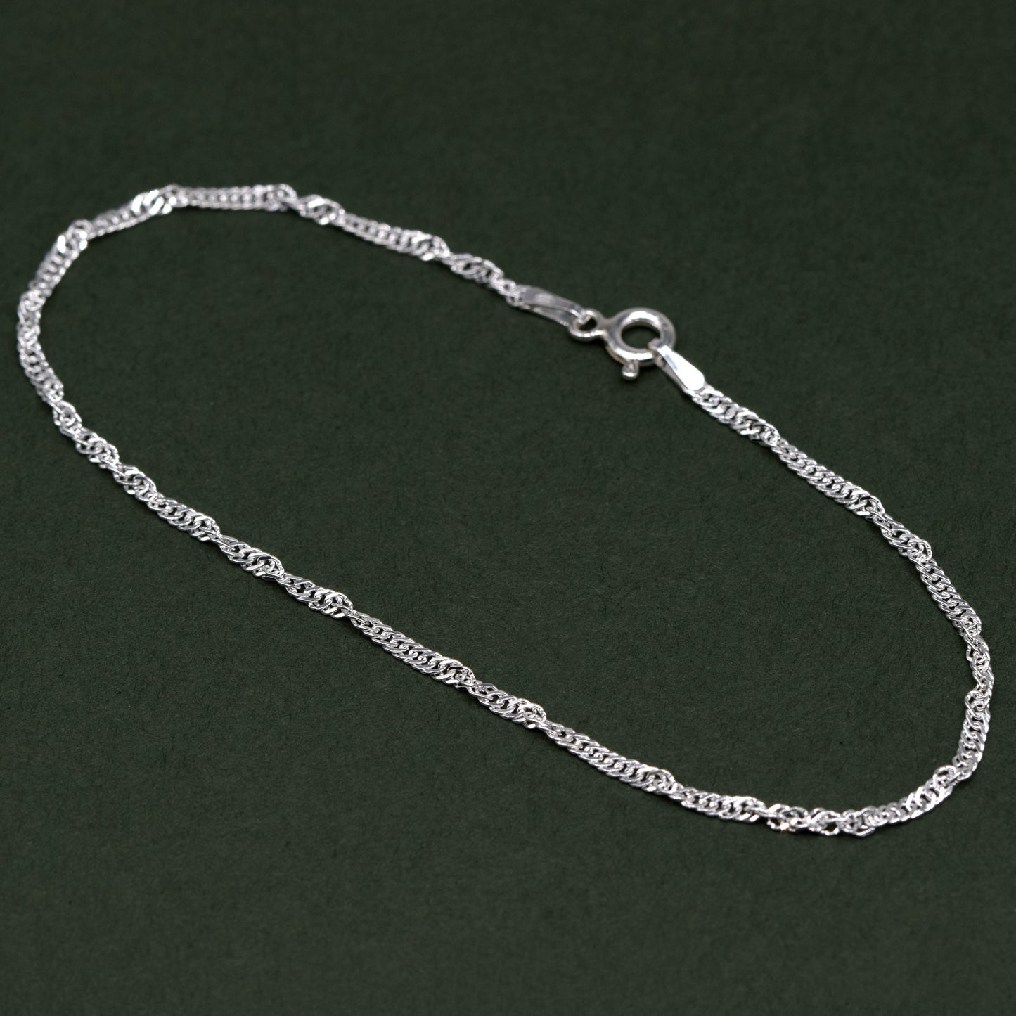 Sterling Silver 1.9mm Singapore Chain Bracelet
