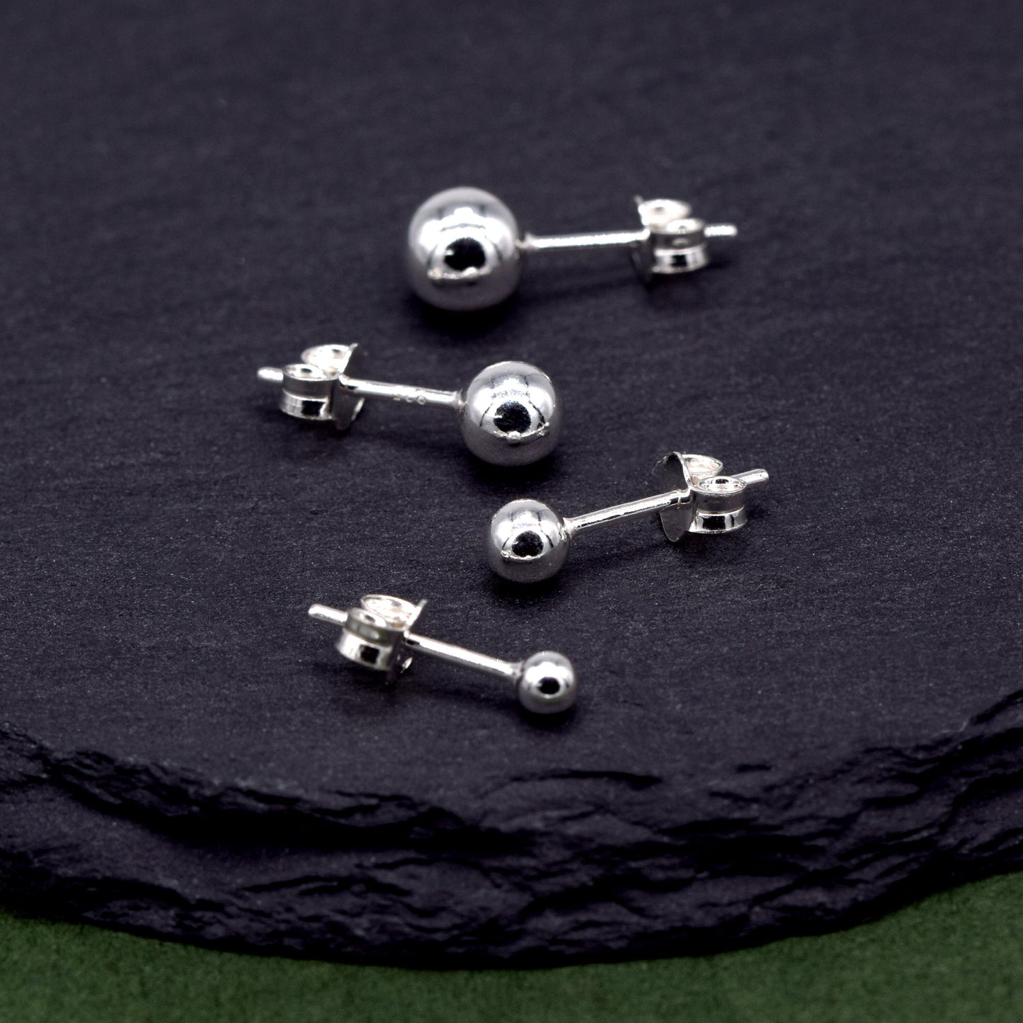 Sterling Silver 3,4,5,6mm Polished Ball Stud Earrings