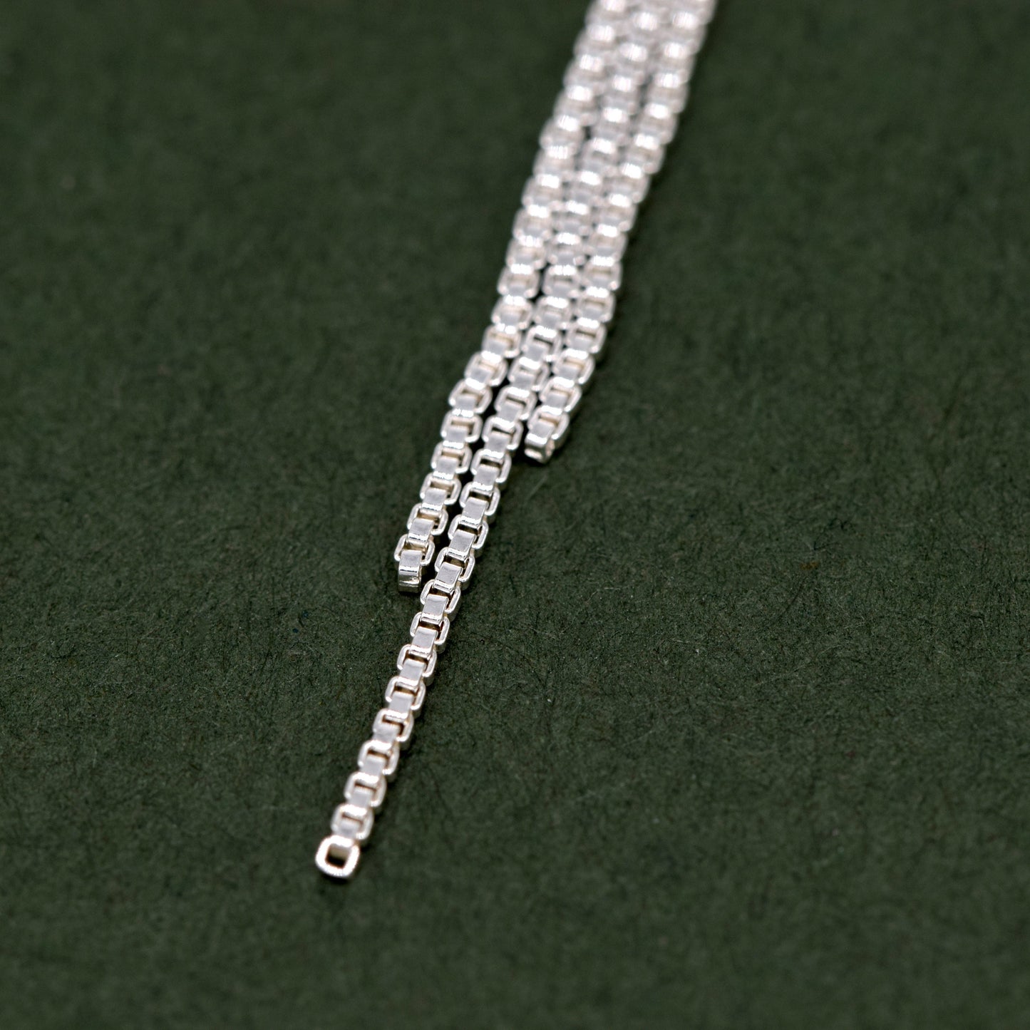 Sterling Silver Box Chain Tassel Chandelier Earring Studs 37mm