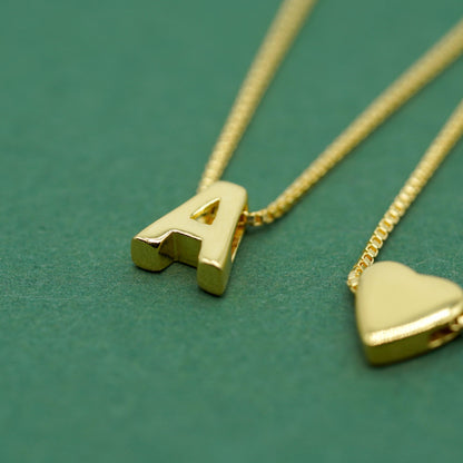 Gold Plated Sterling Silver Initial Necklace on 20" - 24" Box Chain