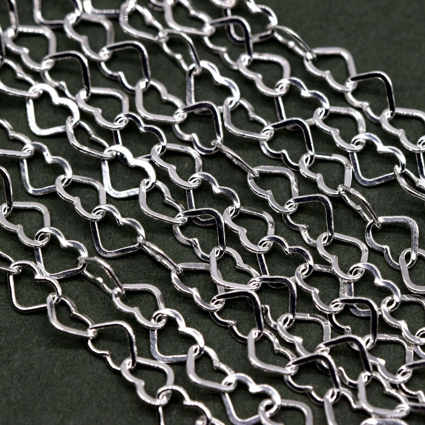 Genuine 925 Sterling Silver 3 x 4mm Link Heart Chain Uncut Lengths 1m+