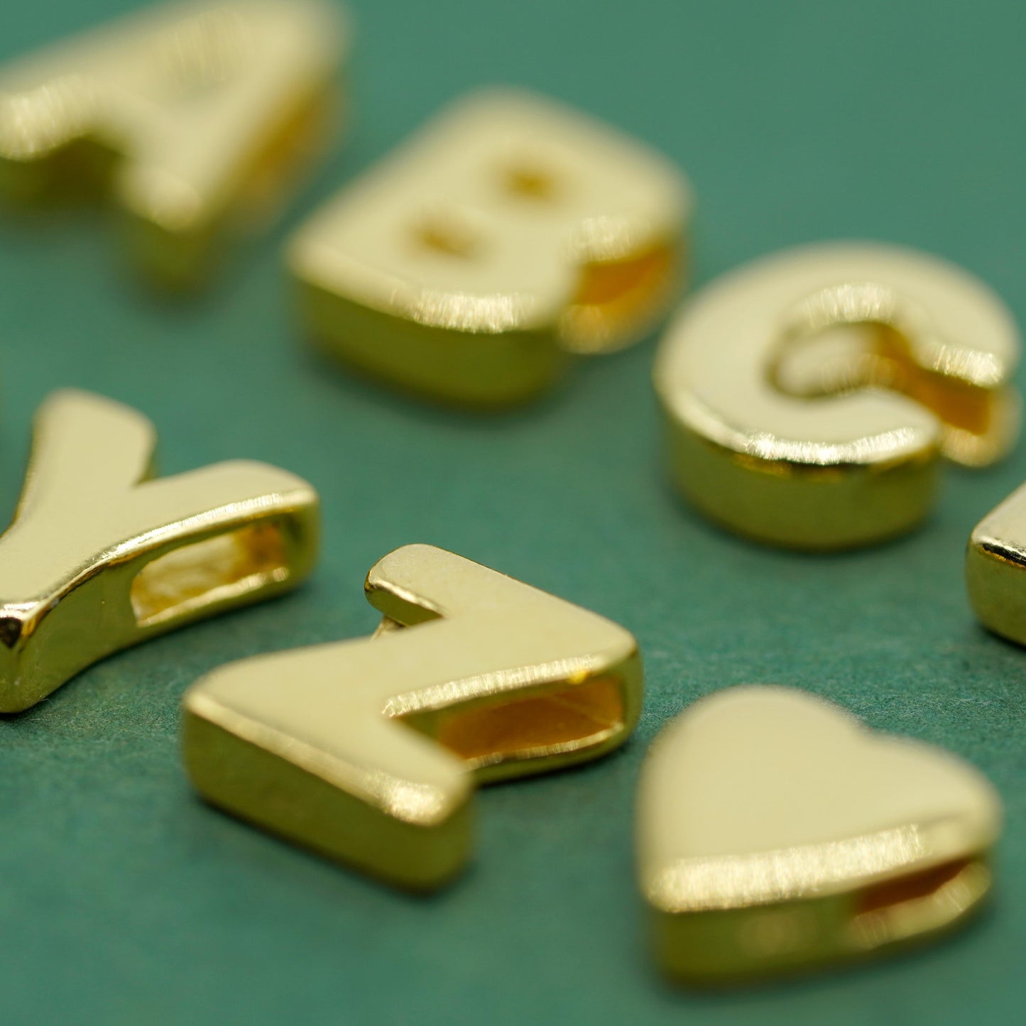 Gold Plated Sterling Silver Letter Threader Charm A-Z & Heart