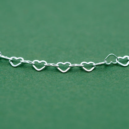 Sterling Silver 3mm Heart Link Bracelet