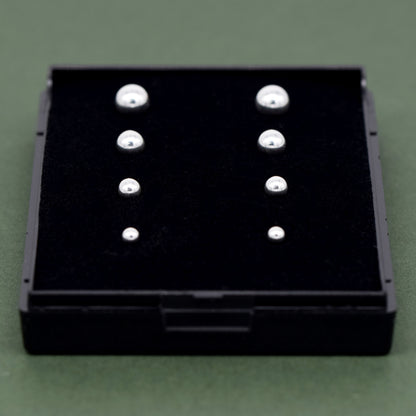 Sterling Silver 3,4,5,6mm Polished Ball Stud Earrings in Gift Box