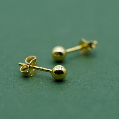 Gold Plated Sterling Silver Ball Studs Earrings