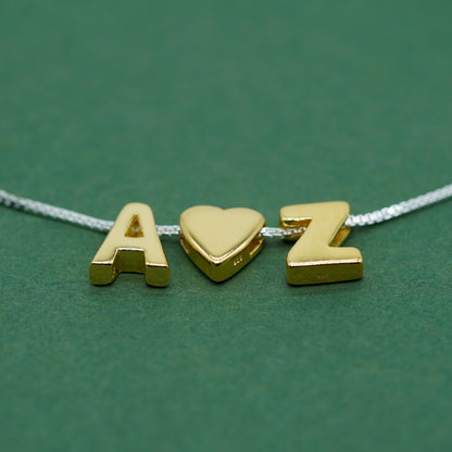 Gold Vermeil Sterling Silver Letter on Sterling Silver Box Bracelet
