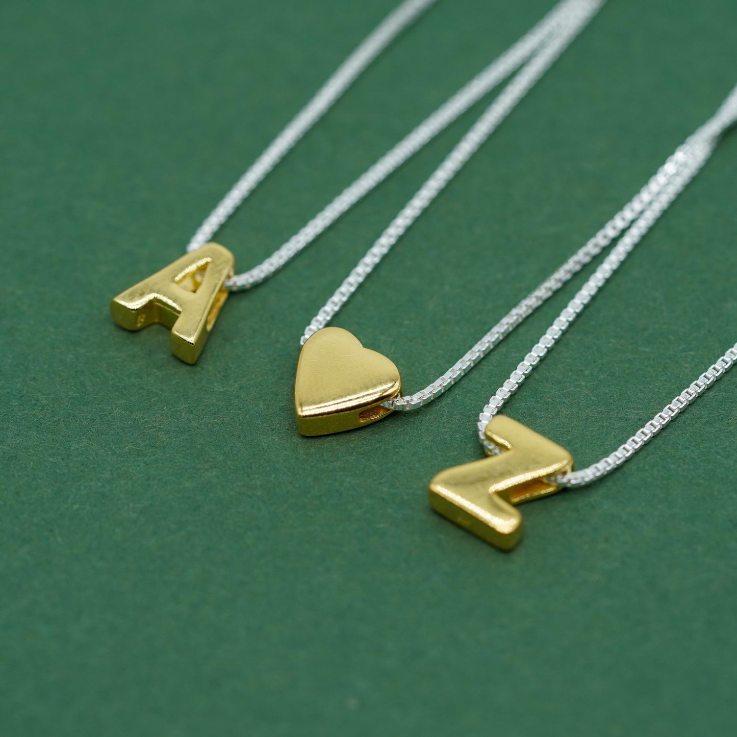 Gold Plated Sterling Silver Letter on 14" - 18" Sterling Silver Box Chain