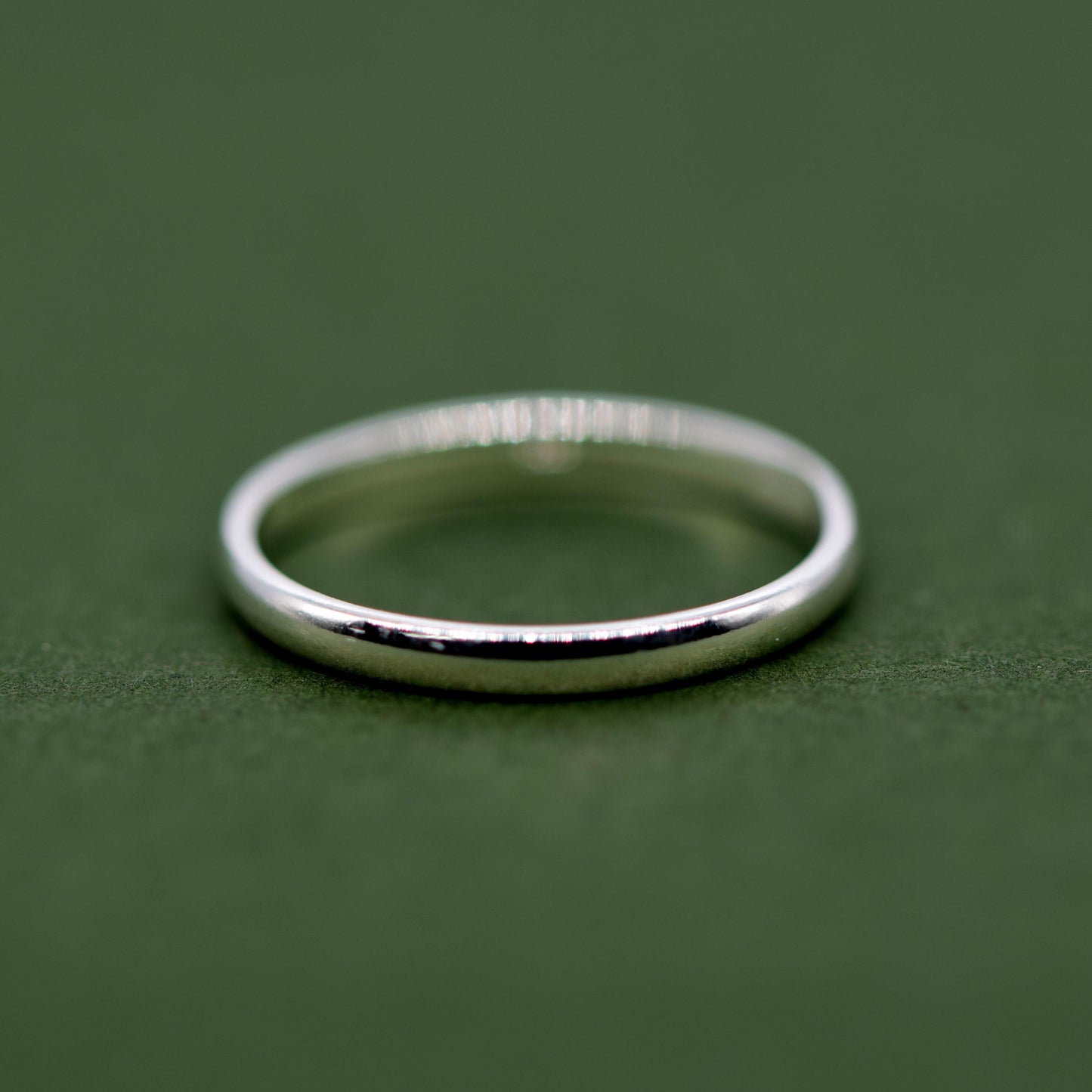 Set of 2 Sterling Silver 2mm Polished Band & 1.7mm Corda Rope Ring
