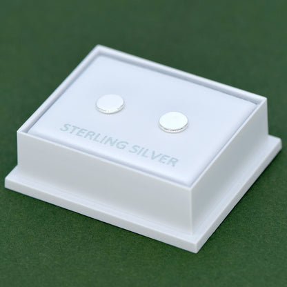 Sterling Silver Flat Round Stud Earrings in Gift Box