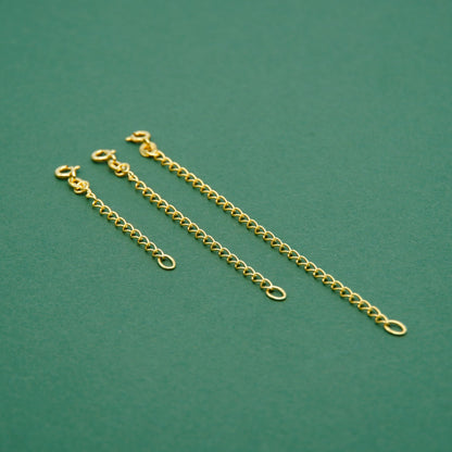 Gold Plated Sterling Silver Chain Extender Necklace/Bracelet Extension 2, 3, 4 Inches
