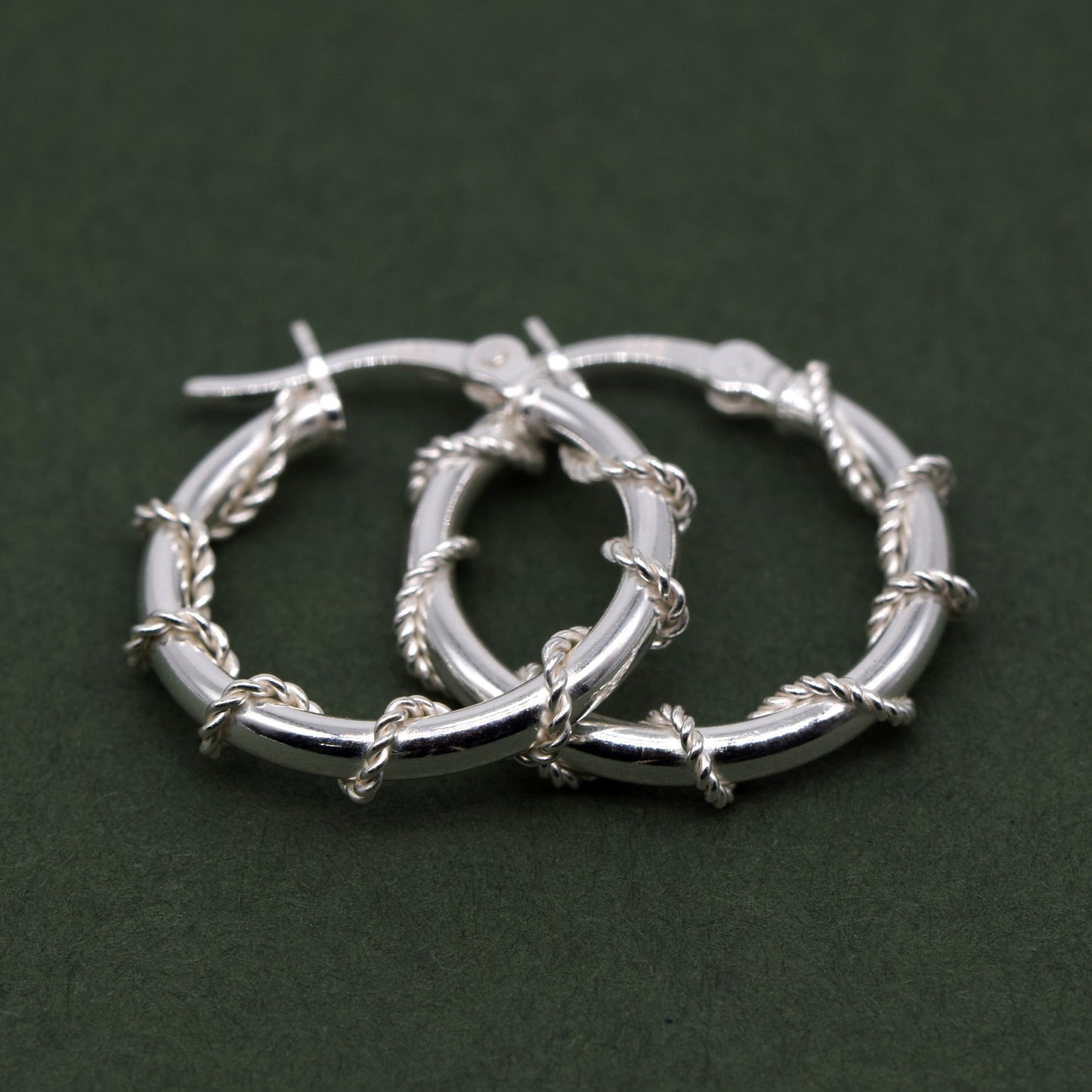 Sterling Silver 20mm Creole Style Twisted Wire Wrapped Hoop Earrings