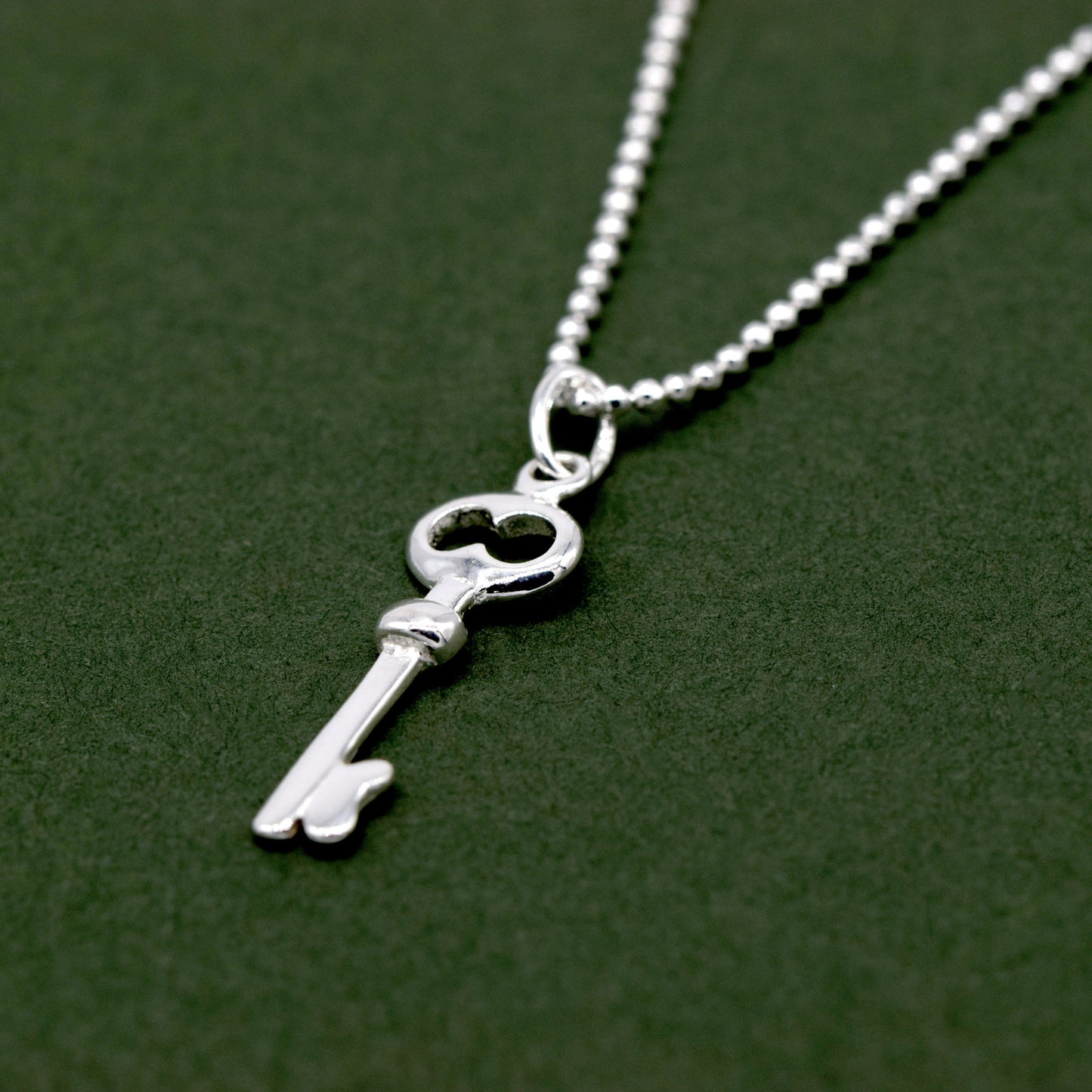 Sterling Silver Key Pendant Necklace on Ball Chain