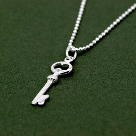 Sterling Silver Key Pendant Necklace on Ball Chain