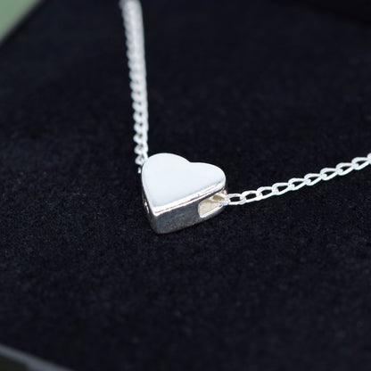 Sterling Silver 3D Heart Pendant Necklace in Gift Box