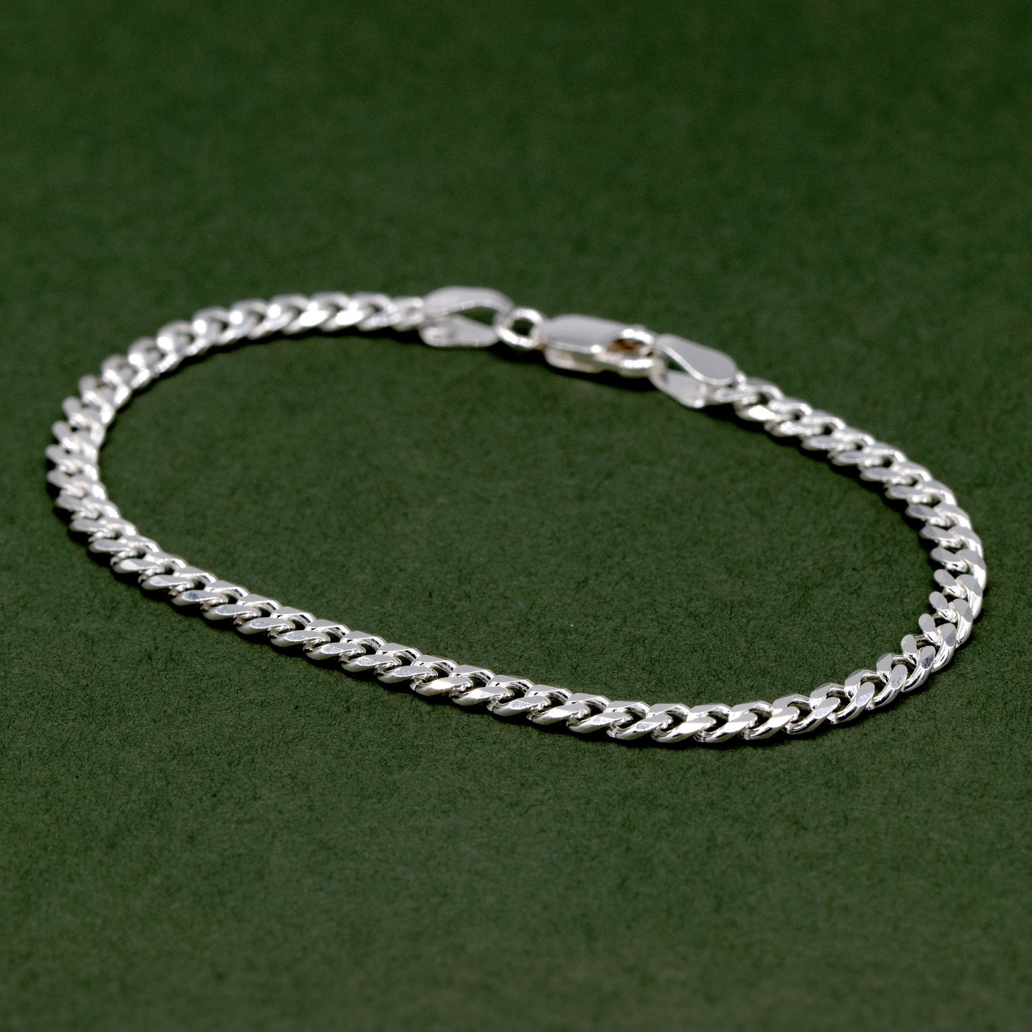 Sterling Silver 3mm Flat Curb Bracelet