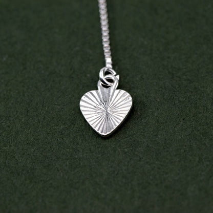 Sterling Silver Thread Through/Dropper Fluted/Diamond Cut Heart Dropper Earring