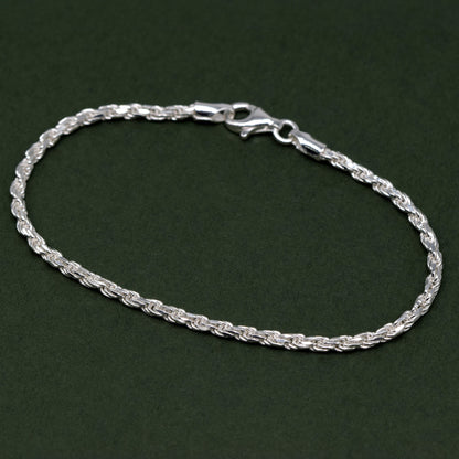 Sterling Silver 2.3mm Rope Chain Bracelet
