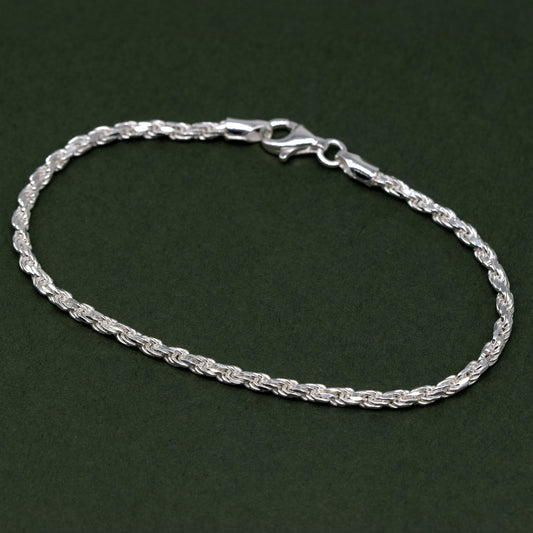 Sterling Silver 2.3mm Rope Chain Bracelet