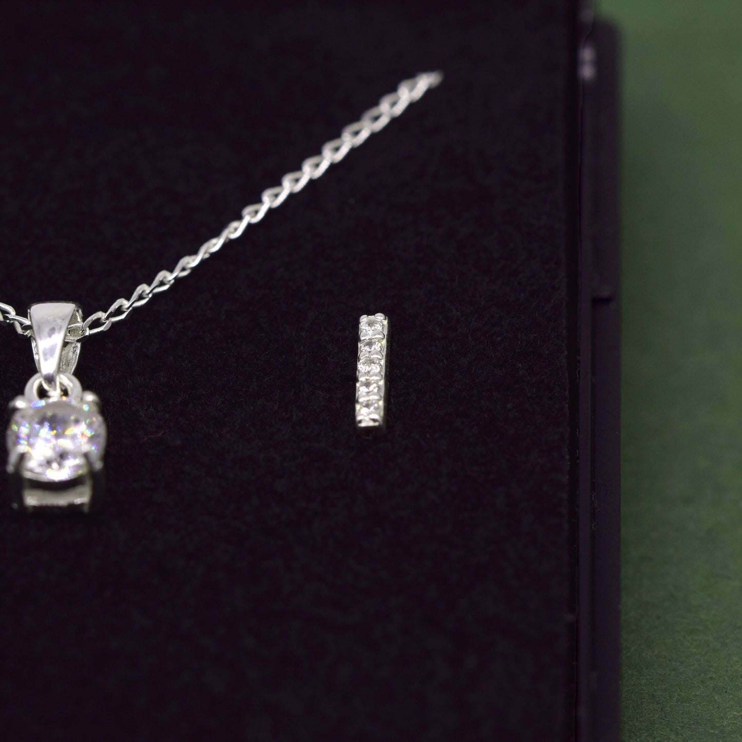 Sterling Silver Cubic Zircona Necklace & Earrings Gift Set