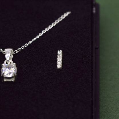 Sterling Silver Cubic Zircona Necklace & Earrings Gift Set