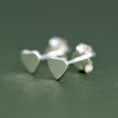 Sterling Silver Flat Heart Stud Earrings