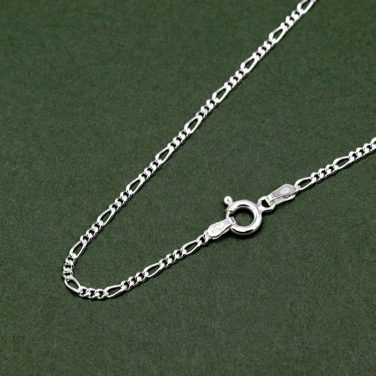 Sterling Silver D/C 1.9mm Figaro Chain Necklace