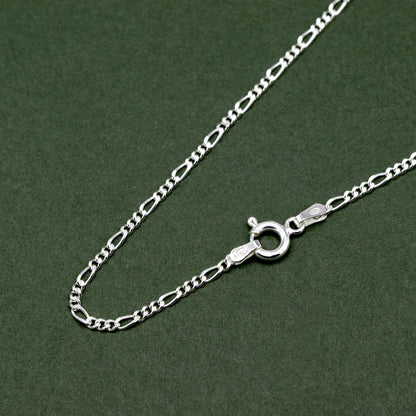 Sterling Silver D/C 1.9mm Figaro Chain Necklace