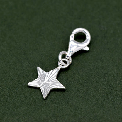 Sterling Silver 9mm Diamond Cut Fluted Star Charm