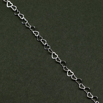 Genuine 925 Sterling Silver 3 x 4mm Link Heart Chain Uncut Lengths 1m+