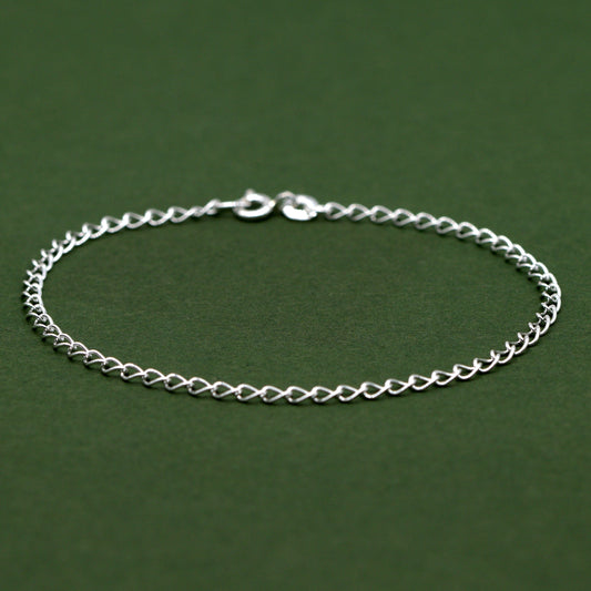 Sterling Silver 2.7mm Open Curb Chain Bracelet