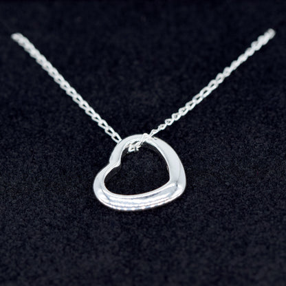 Sterling Silver Floating Heart Necklace on Curb Chain in Gift Box