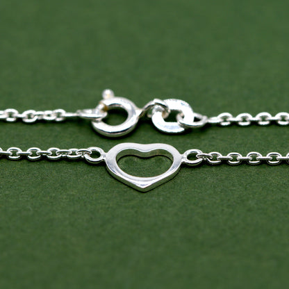 Sterling Silver 6.5", 7.5" Open Heart Bracelet on Rolo Chain