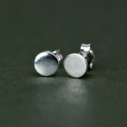 Sterling Silver Flat Round Stud Earrings