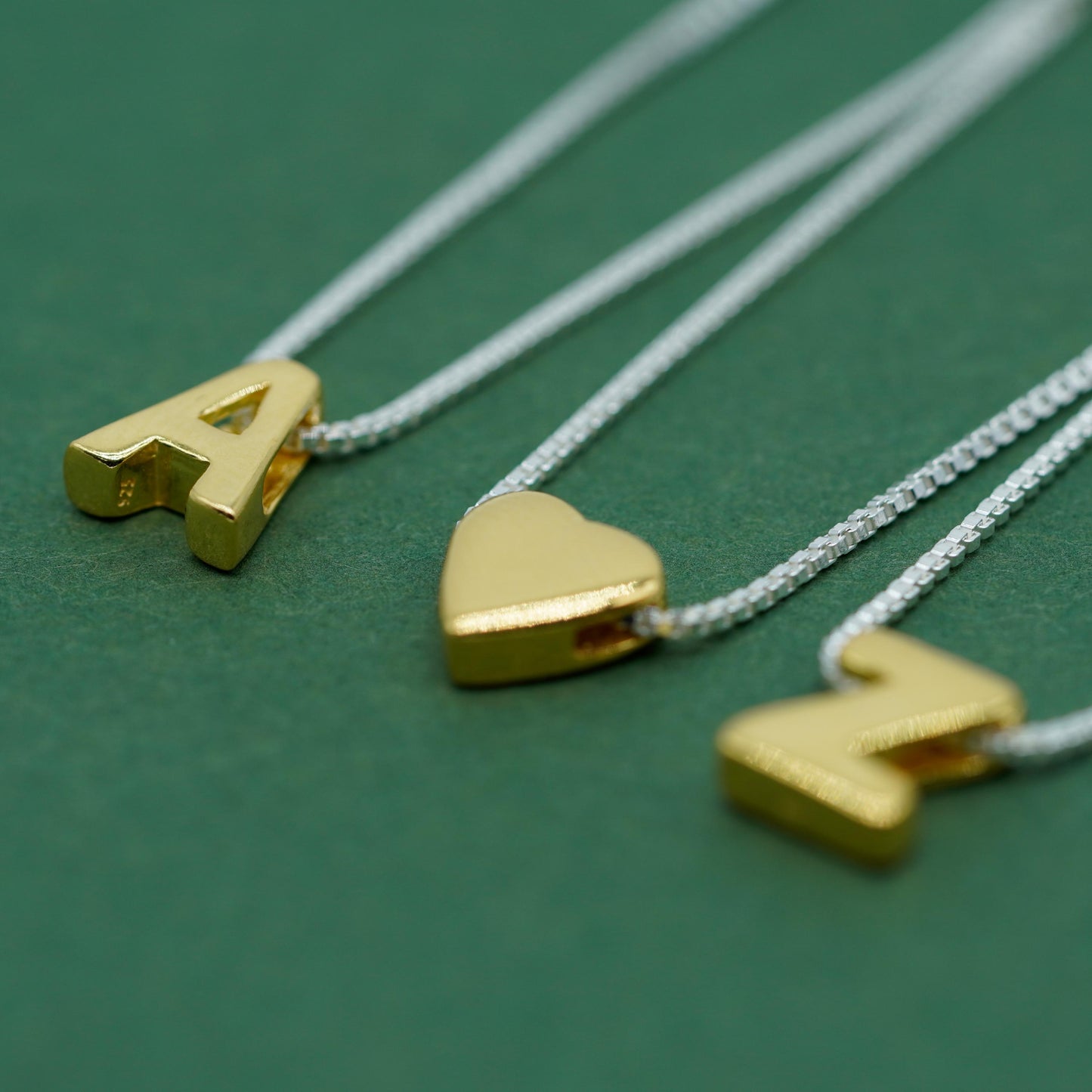 Gold Plated Sterling Silver Letter on 14" - 18" Sterling Silver Box Chain