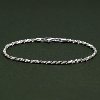 Sterling Silver 2.3mm Rope Chain Bracelet