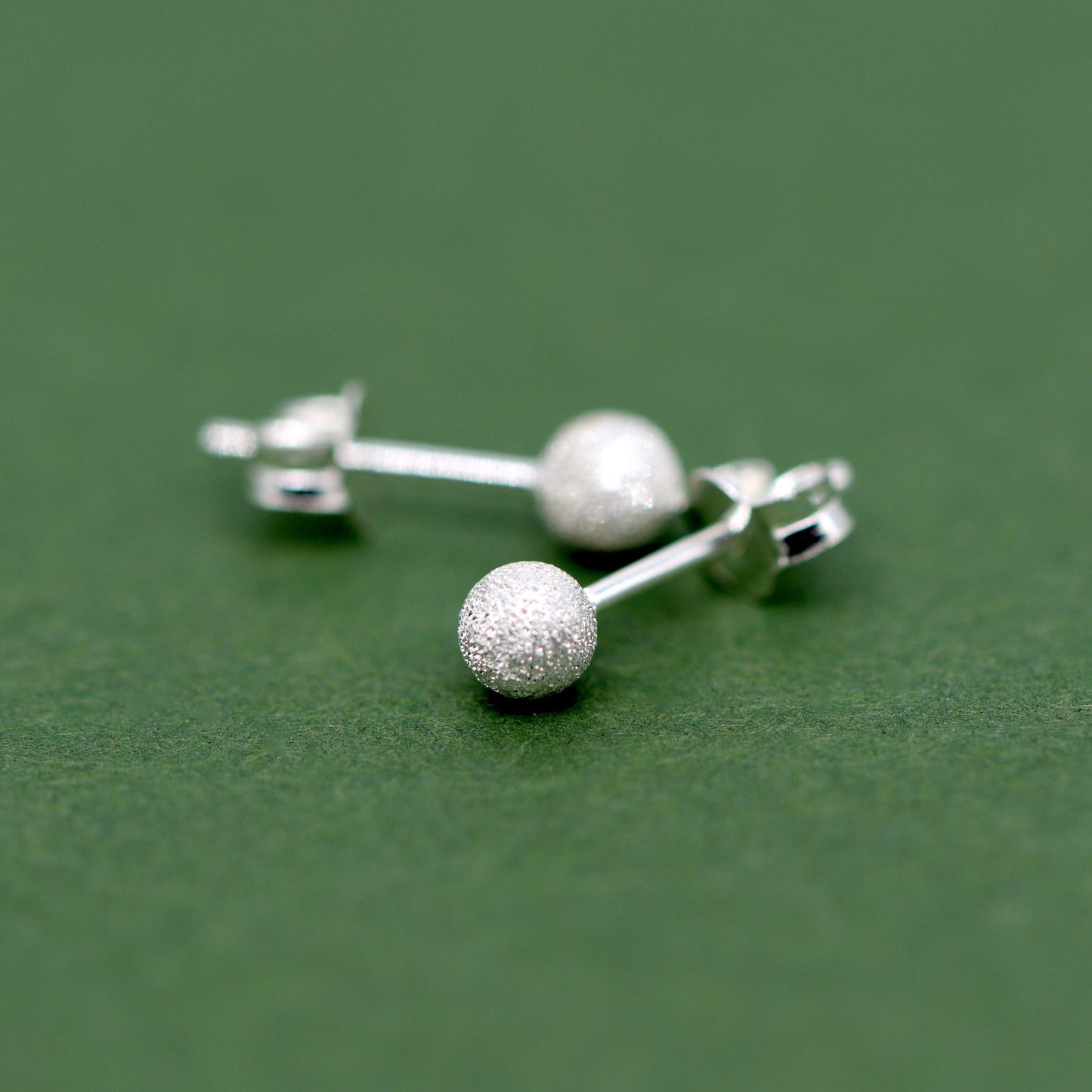 Sterling Silver Frosted Ball Stud Earrings
