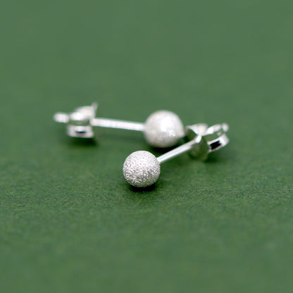 Sterling Silver Frosted Ball Stud Earrings