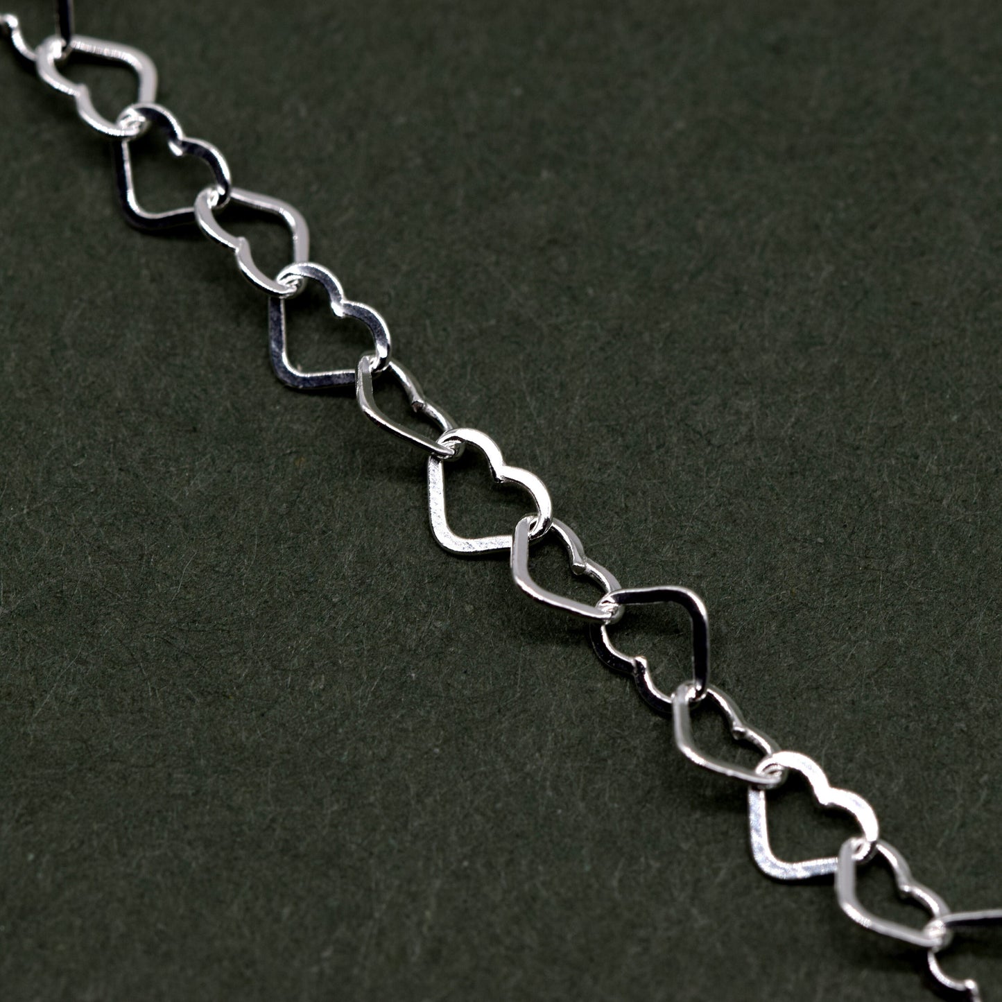 Genuine 925 Sterling Silver 3 x 4mm Link Heart Chain Uncut Lengths 1m+