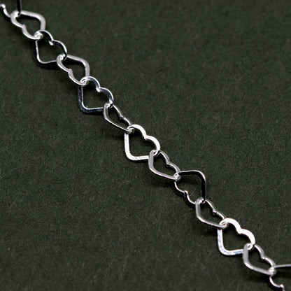 Genuine 925 Sterling Silver 3 x 4mm Link Heart Chain Uncut Lengths 1m+