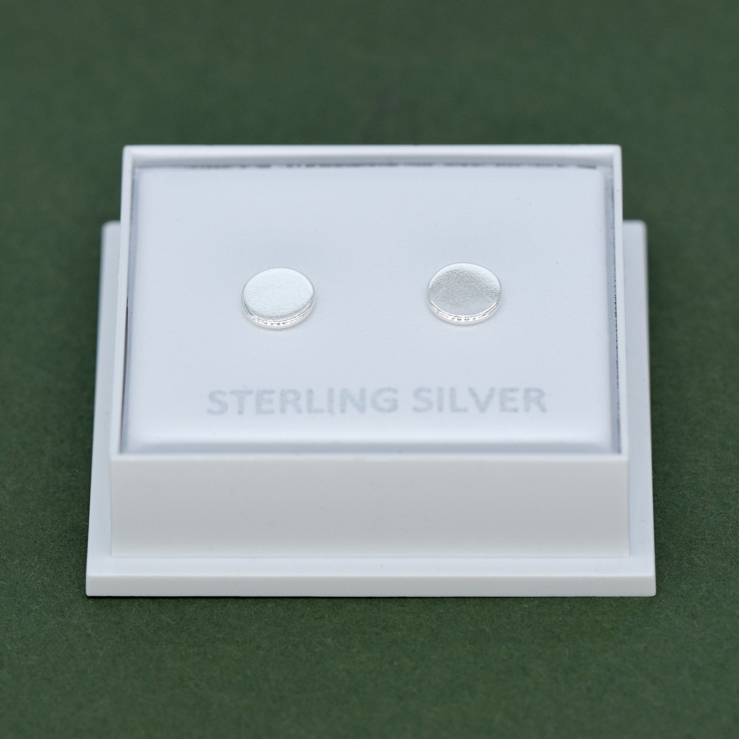 Sterling Silver Flat Round Stud Earrings in Gift Box