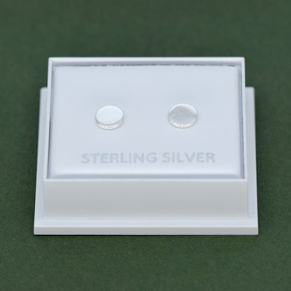 Sterling Silver Flat Round Stud Earrings in Gift Box