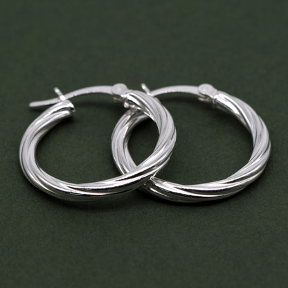Sterling Silver 22mm Creole Twisted Hoop Earrings