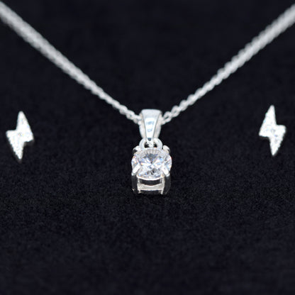 Sterling Silver Cubic Zircona Necklace & Bolt Earrings Gift Set