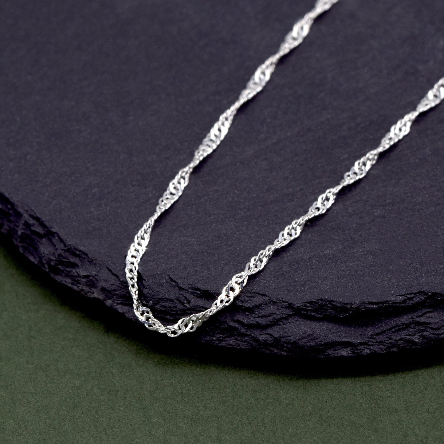 Sterling Silver 1.8mm Twisted Curb Singapore Chain Necklace