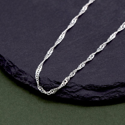 Sterling Silver 1.8mm Twisted Curb Singapore Chain Necklace