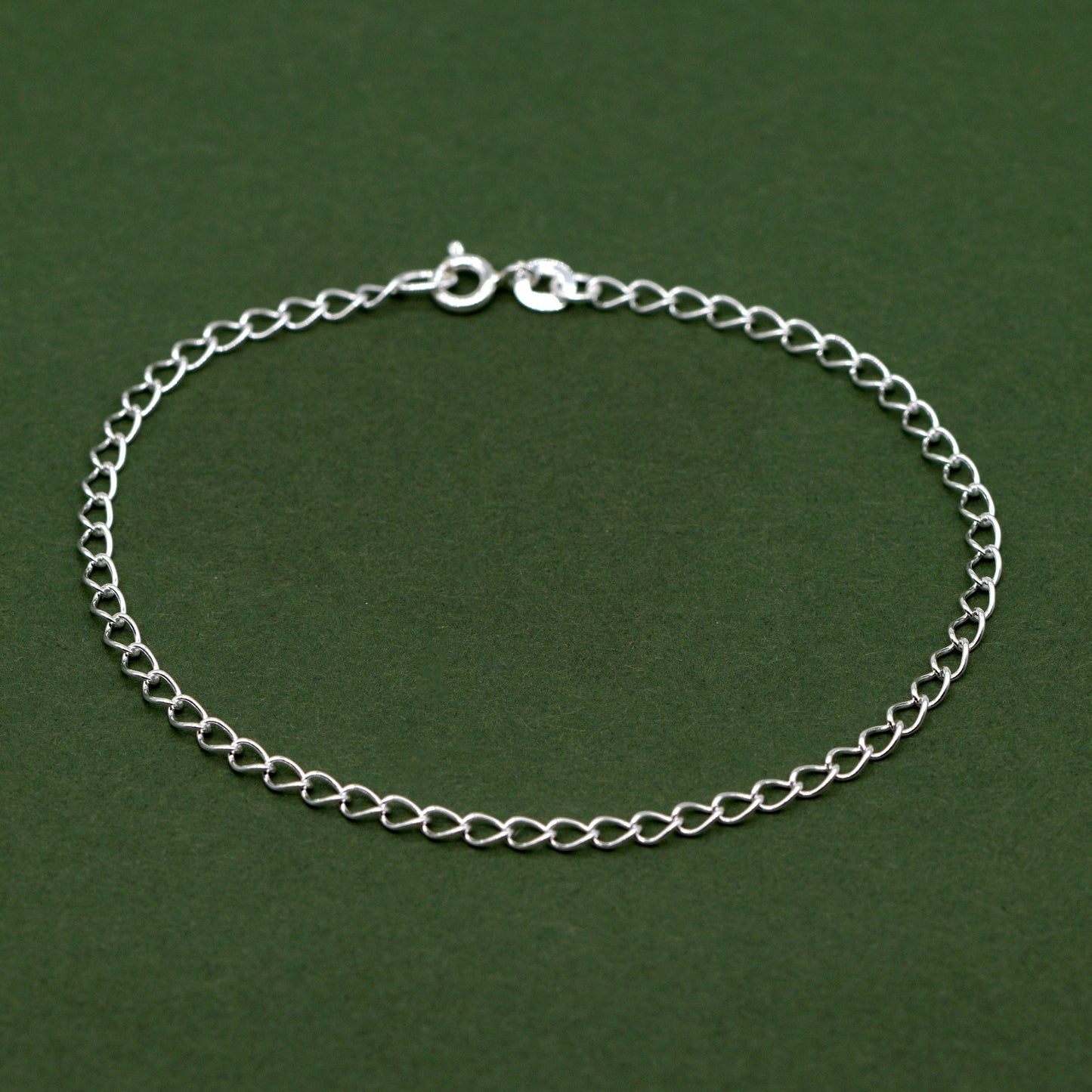 Sterling Silver 2.7mm Open Curb Chain Anklet