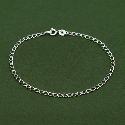 Sterling Silver 2.7mm Open Curb Chain Anklet